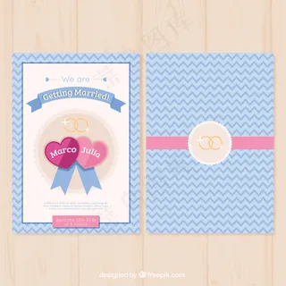 可爱的心婚礼卡上的锯齿形的背景