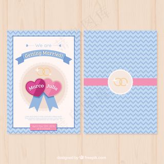 可爱的心婚礼卡上的锯齿形的背景