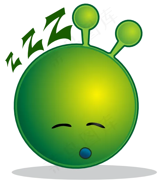 微笑的绿色外星人昏昏欲睡的剪贴画