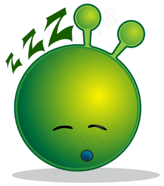微笑的绿色外星人昏昏欲睡的剪贴画