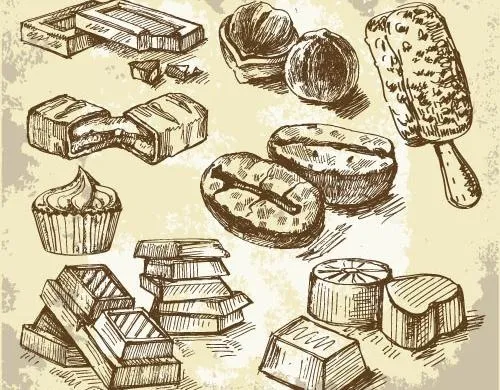 手绘食物图片eps,ai矢量模版下载