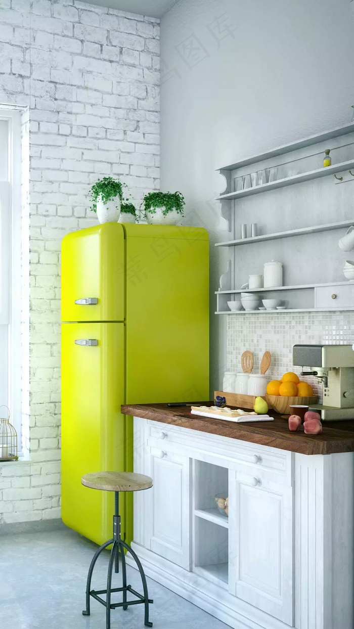 厨房冰箱高清摄影图片