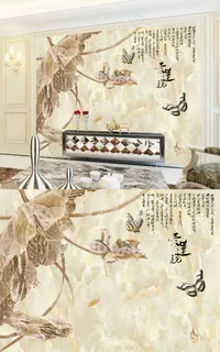 漫天花语中式背景墙爱莲说背景墙