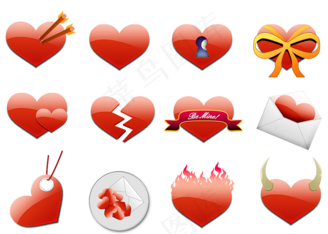 各种各式生动形象的红心