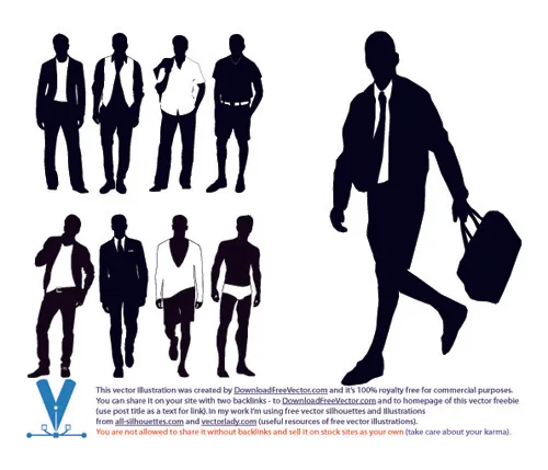 时尚男士剪影矢量素材-1eps,ai矢量模版下载