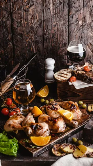 鸡肉红酒高清摄影图片