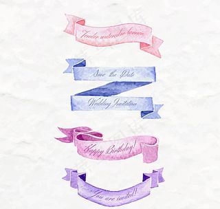 清新水彩条幅图片