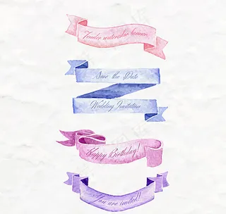 清新水彩条幅图片