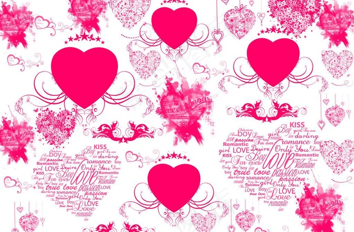 心型花纹深粉红色图片