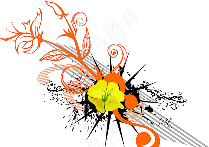 橙花纹矢量图片