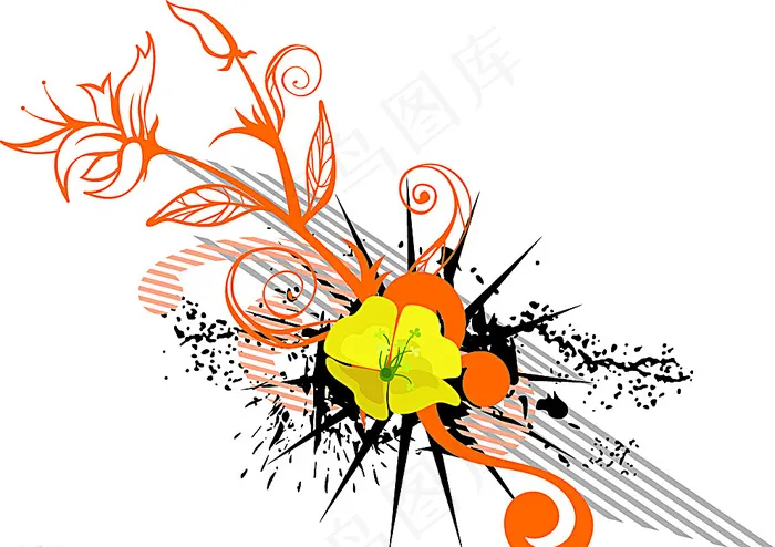 橙花纹矢量图片