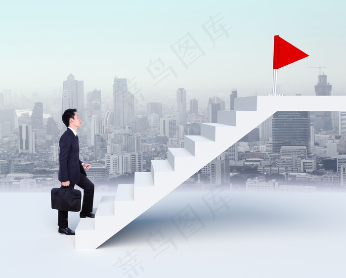 登台阶的商务人士高清图片