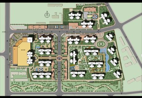 某住宅小区彩色总平面图图片