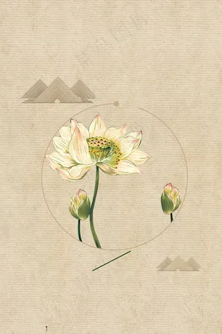 复古风格手绘荷花处暑广告背景素材