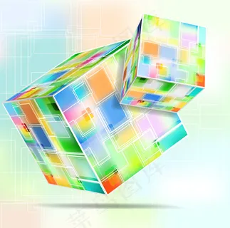 炫彩立方体矢量素材-4