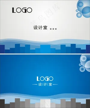 蓝色图形简单名片