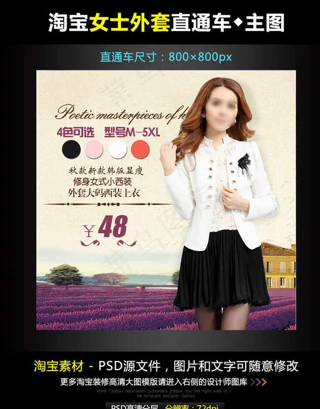 淘宝女装小西装直通车图片psd模版下载