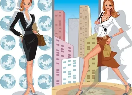 2时尚白领女性插画矢量素材