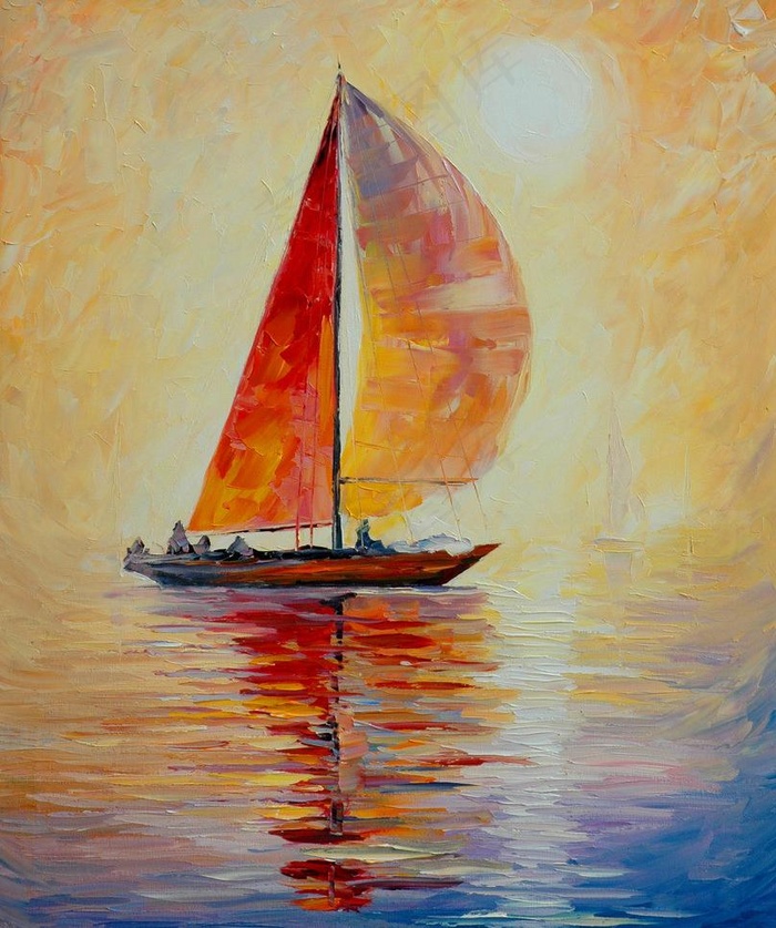 油画 帆船图片