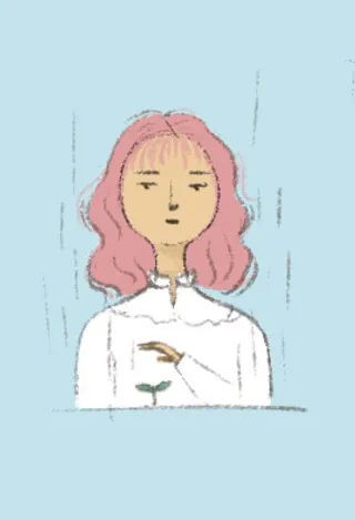 卡通头像粉红色头发女孩卷发人像卡通人物