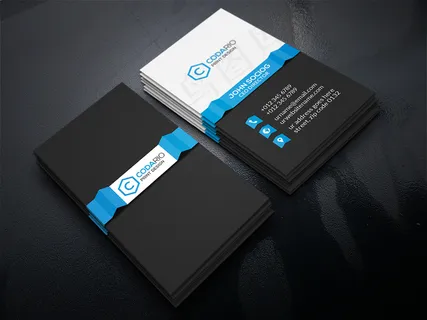 创意大气蓝黑色竖版名片设计