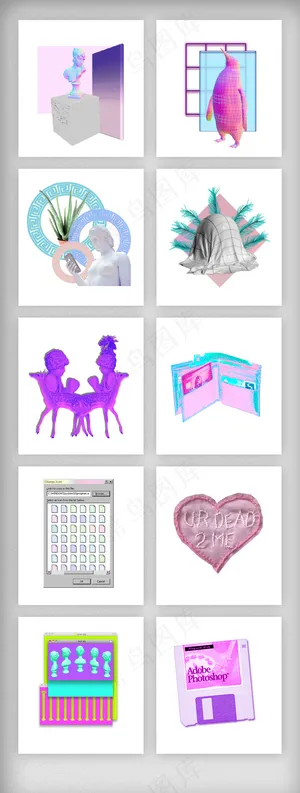 蒸汽波个性艺术元素海报素材