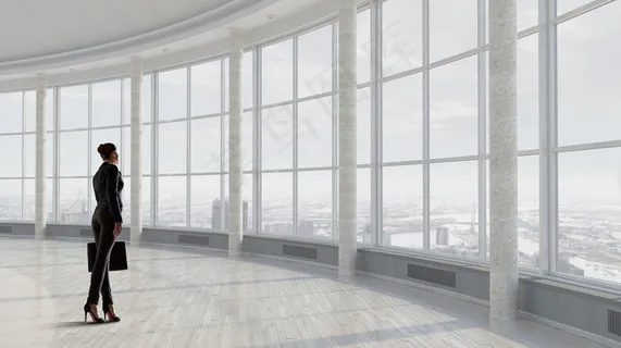 站在窗边的商务人士高清图片