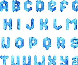 多边形字母蓝色字体样式图片