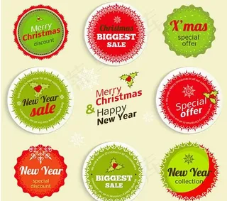 圣诞节标贴矢量素材