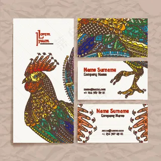 公鸡插画名片海报