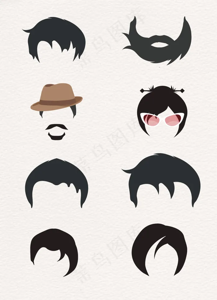 创意卡通人物头发设计eps,ai矢量模版下载