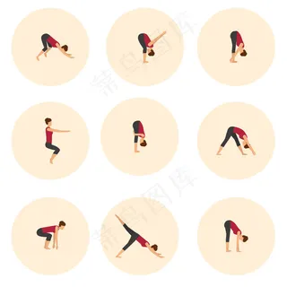 矢量瑜伽动作icon图标