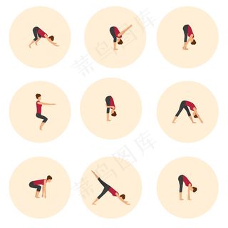 矢量瑜伽动作icon图标