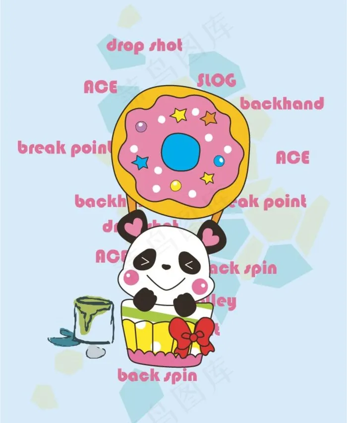 可爱卡通熊猫ai矢量模版下载