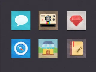 折痕背景扁平化图标PSD分层素材