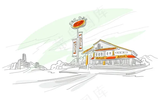 手绘建筑房屋