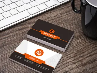 科技感时尚企业个人黑橘色名片