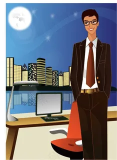 插画背景办公男子矢量图