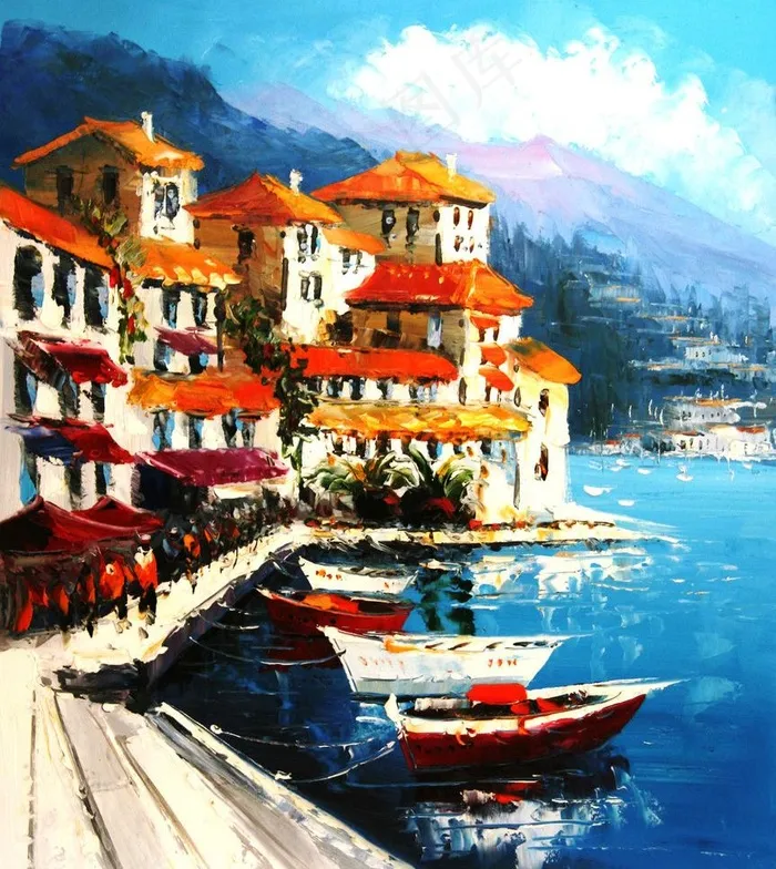 地中海油画图片
