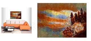 风景手绘艺术无框画