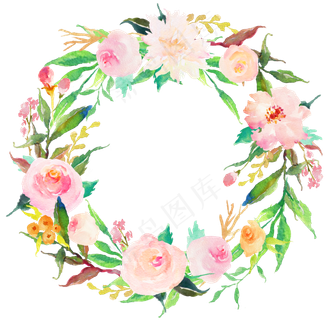 水彩花朵花卉花环花边花纹夏季免扣设...