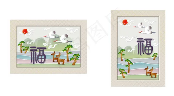 传统风格新年设计矢量图