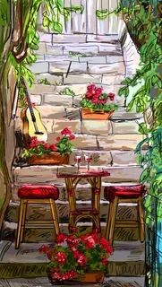 小提琴 餐桌 手绘画图片