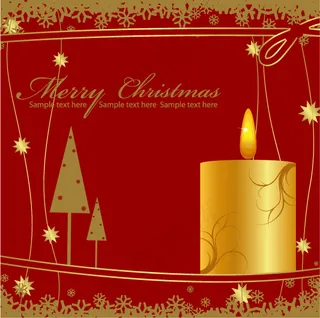 3款红色圣诞节蜡烛花纹