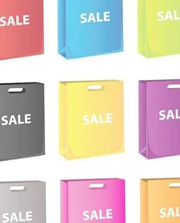 商场彩色购物纸袋矢量图 AI