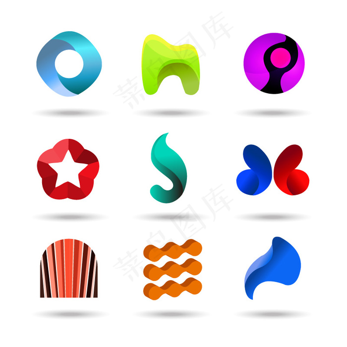9款彩色创意标志设计矢量素材