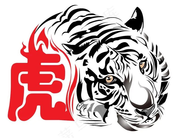 虎头 虎字eps,ai矢量模版下载