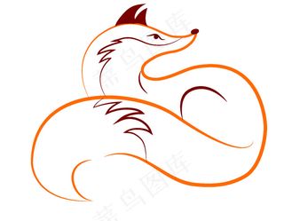 手绘线条狐狸元素