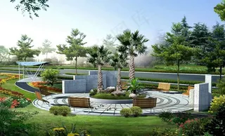 公园绿化渲染设计图片