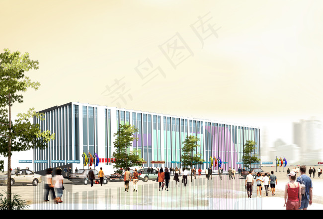 彩色艺术大楼psd模版下载